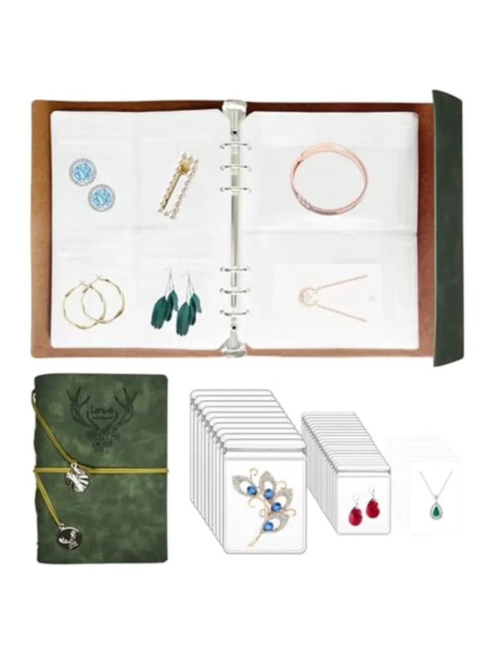 Travel Jewelry Organizer Book 70 Grid Necklace Ring Earring Storage Case